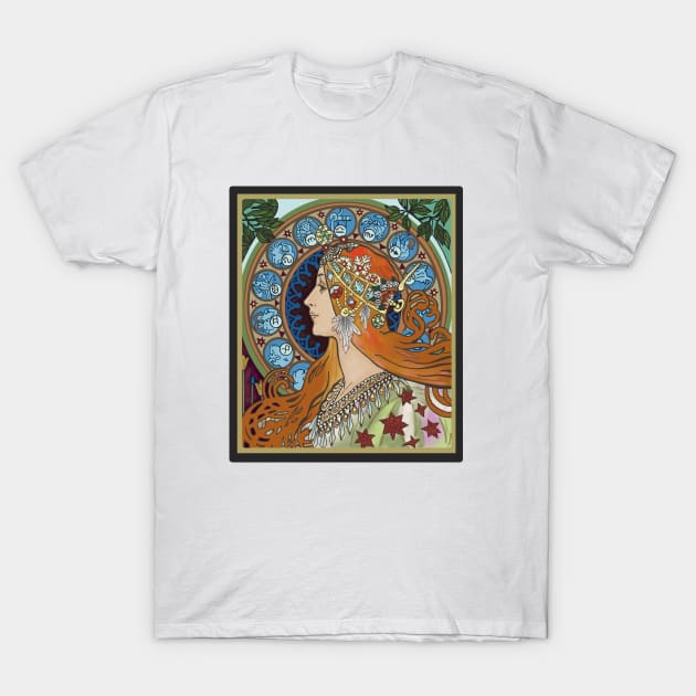 Mucha Lady (on cream) T-Shirt by Soth Studio